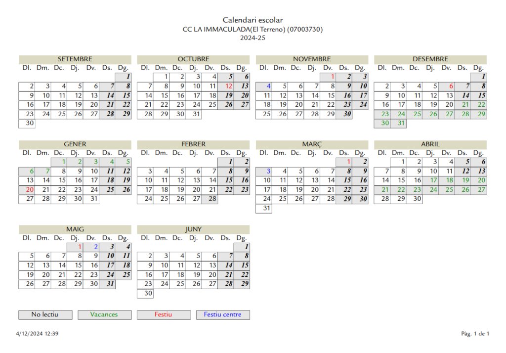 calendari escolar 2024 25